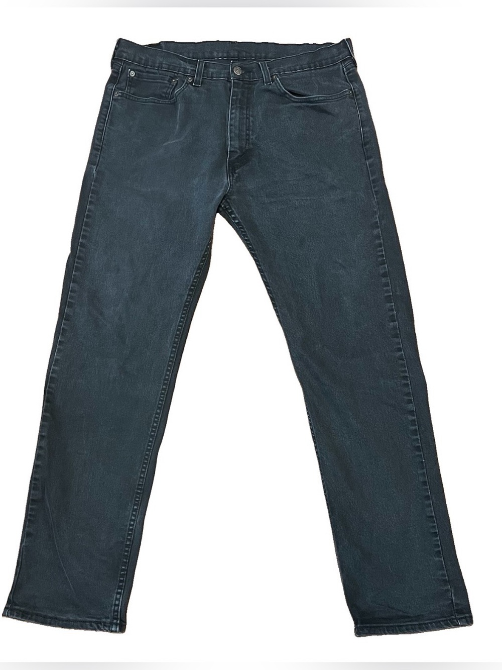 Levi's 505 Men's Regular Fit Straight Leg Jeans Black Denim Size 36x32 Faded